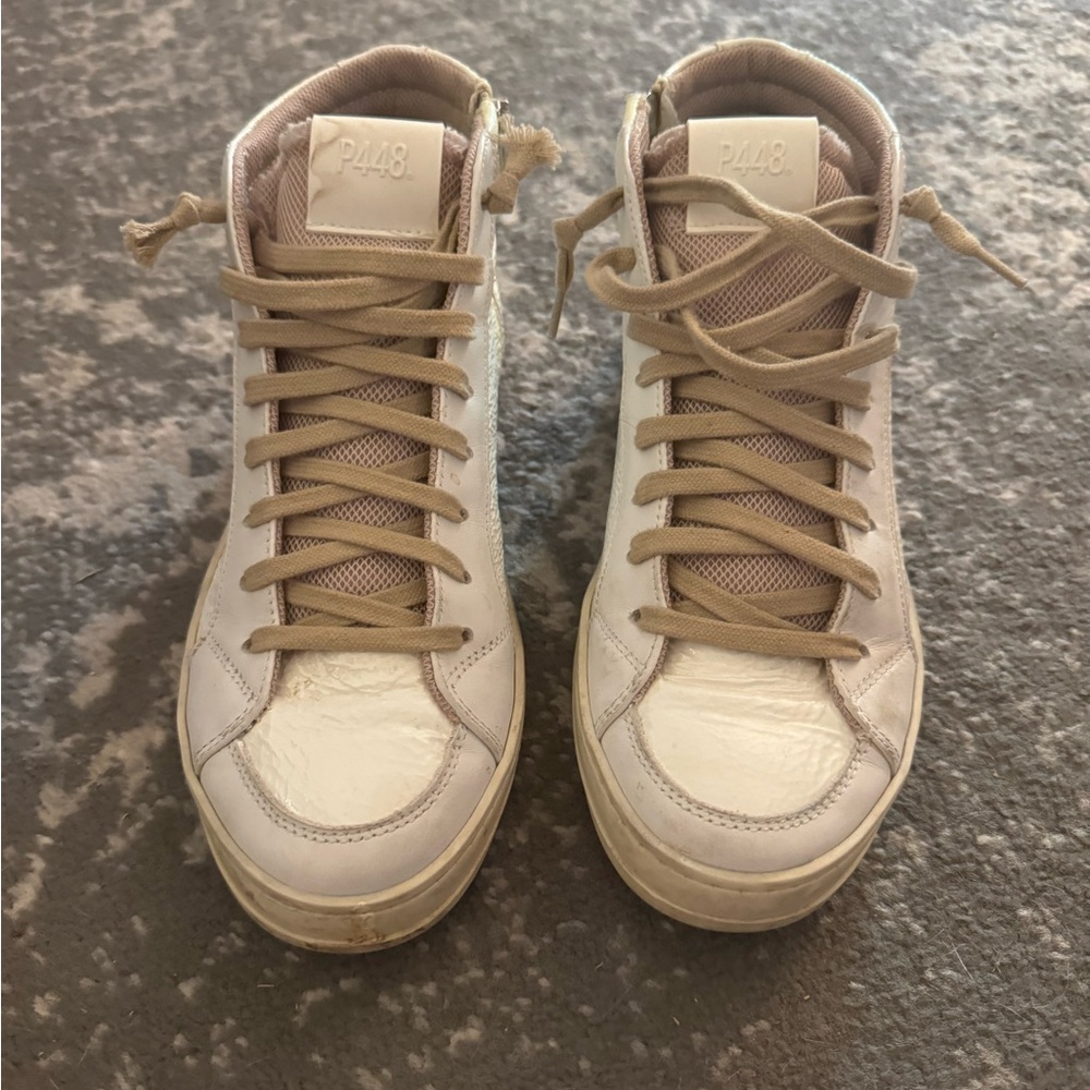 P448 Women's Sneakers in white/cream and tan size 38